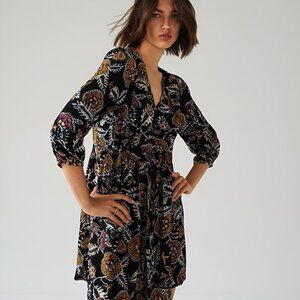 ba&sh Volver Dress Black Multi Floral Boho S NWT